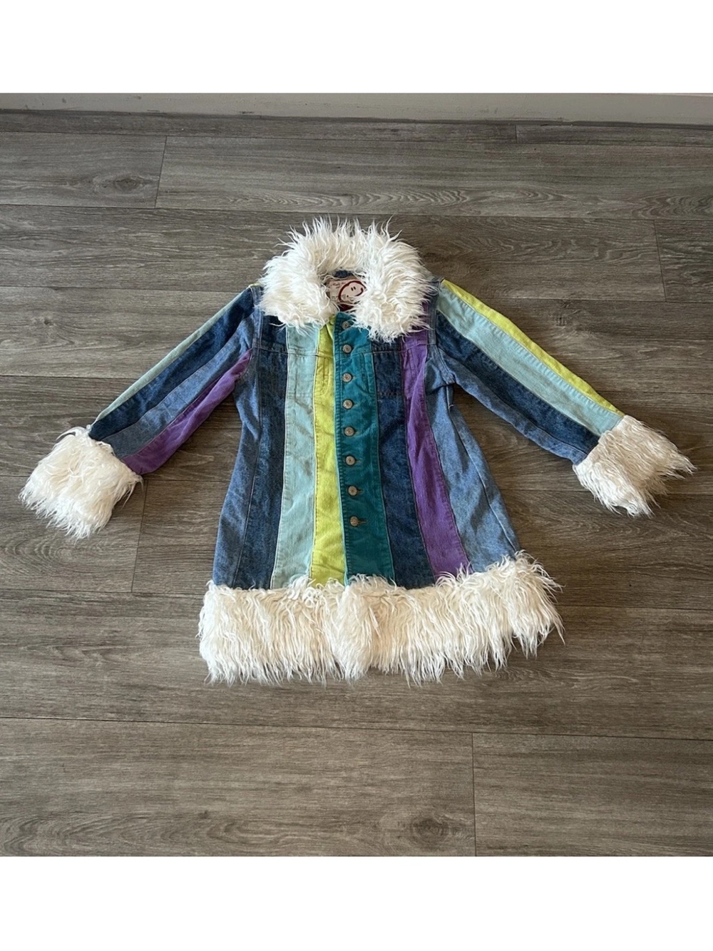 Vintage Y2K Children’s Place Penny Lane Coat 7/8 Patchwork Faux Fur Corduroy